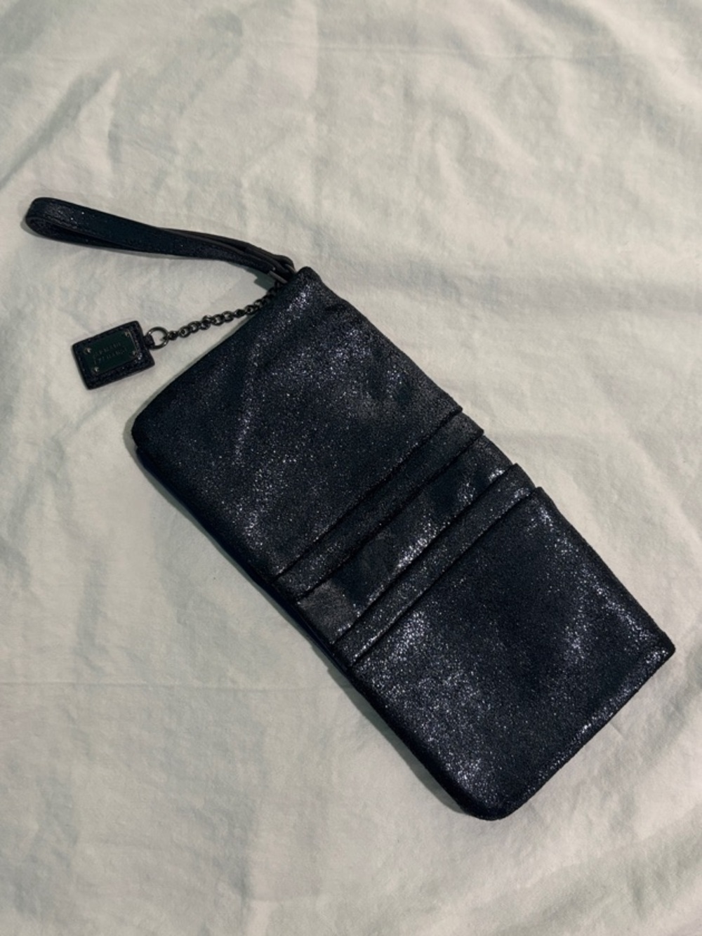 Armani Exchange Metallic Blue Leather Wristlet